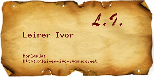Leirer Ivor névjegykártya